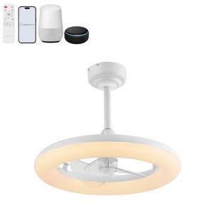 OVAL AIR Piero Contemporary Minimalist 6-Speed Metal Mobile-App/Remote-Controlled Dimmable Smart Integrated LED Ceiling Fan - 1 of 4