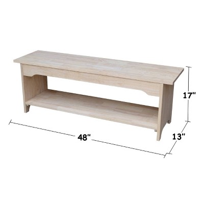 Brookstone 48" Unfinished Parawood Bench with Storage Shelf