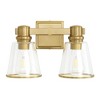 POWLIG 13.77-in 2-Light Gold Modern Dimmable Vanity Light with Cone Clear Glass Shade Suitable for Bathroom Living Room - 2 of 4