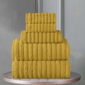 BAGOKIE 100% Turkish Cotton Corduroy Ribbed Bath Towels 6-Piece Set - 1 of 4