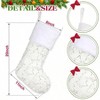 White Stockings Set of 6 - Elegant Christmas Stockings with Silver Tree Snowflake Designs, Fluffy and White Holiday Party Decorations - 2 of 4