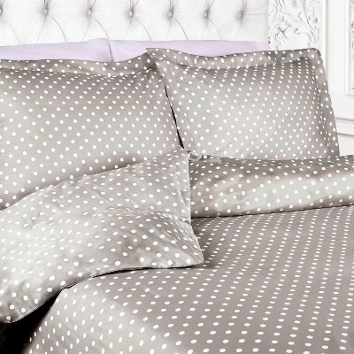 Light Grey Polka Dot Cotton Blend King/California King Duvet Cover Set