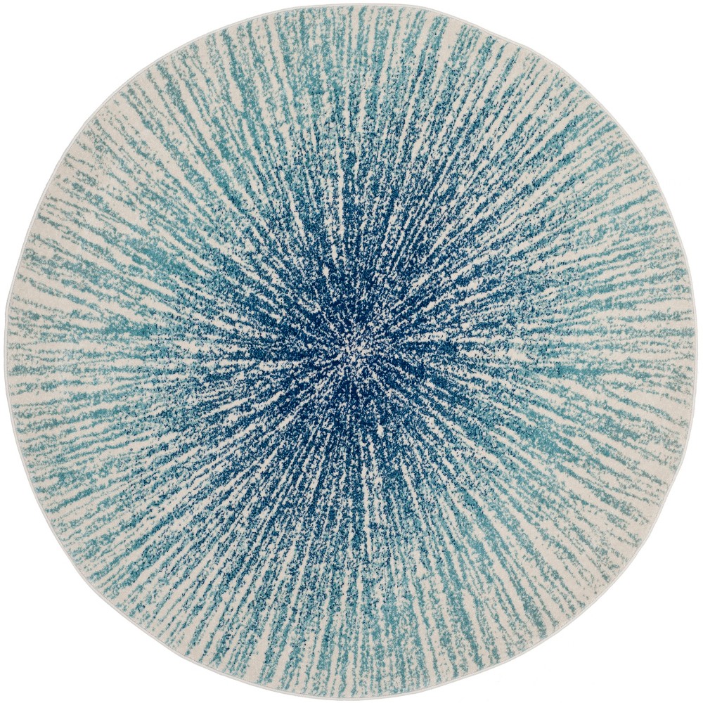  Round Marcell Burst Area Rug Royal/Ivory