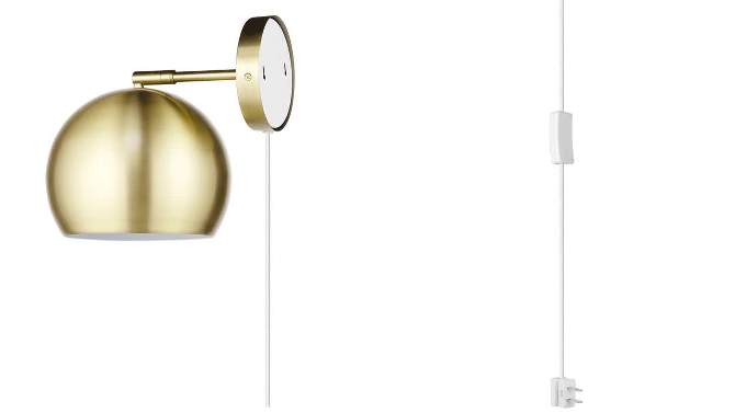 Willow 1-Light Plug-in or Hardwire Matte Brass Wall Sconce - Novogratz x Globe, 2 of 10, play video