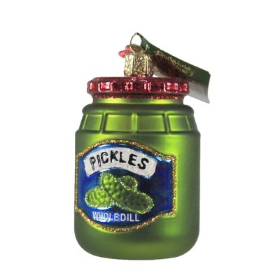 Old World Christmas 3.5" Jar Of Pickles Whole Dill  -  Tree Ornaments