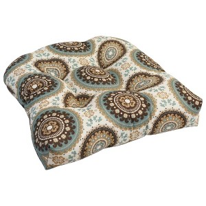Blazing Needles, 19-inch U-Shaped Spun Polyester Outdoor Tufted Dining Chair Cushion - 1 of 2
