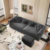89'' Velvet 3-in-1 Pull-Out L-Shaped Sectional Sofa Bed with Tufted Design and Movable Ottoman, Convertible King Size Sleeper with 4 Pillows - 4 of 4