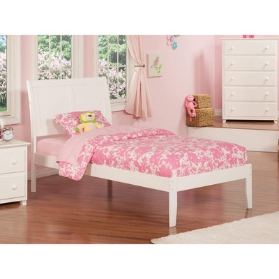 AFI Furnishings Portland Twin Platform Bed with Open Footboard and Turbo Charger in White