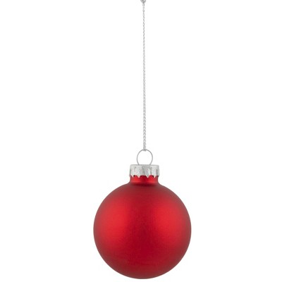 Red and White Glass Christmas Ball Ornament Set with Glitter, 1.75" (Set of 12)