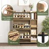 Narrow Hidden Shoe Racks with 3 Flip Drawers and Open Shelves, Shoe Cabinet with Open Storage Space - The Pop Home - 4 of 4
