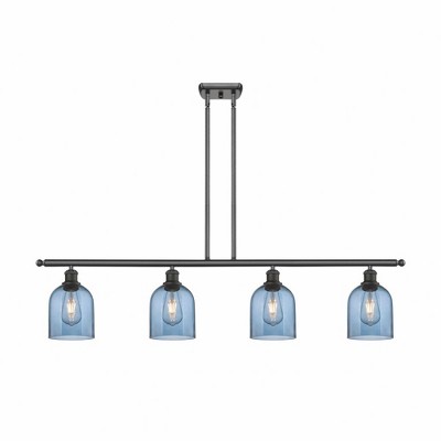 Bella - 4 Light Stem Hung Island In Industrial Style-10 Inches Tall and 48 Inches Wide