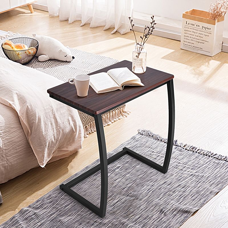 Costway Sofa Side End Table C-shaped Coffee Tray Laptop Snack Stand with Steel Frame, 2 of 11
