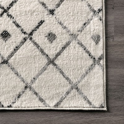 Handmade Geometric Gray Square Area Rug, Stain-Resistant Synthetic