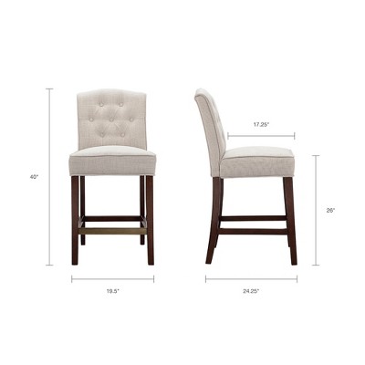 Tan Tufted Parsons Counter Stool with Espresso Birch Legs