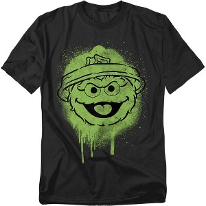 Men's Sesame Street Oscar The Grouch Graffiti Spray Face T-Shirt - 1 of 4