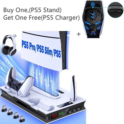 Beboncool PS5 Cooling Fan Stand with Dual Controller Charger Station for PS5-Pro White