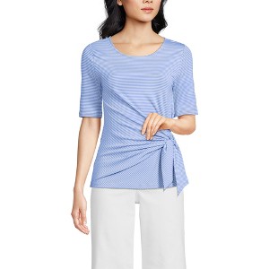 Lands' End Women's Lightweight Jersey Tie Front Top - 1 of 3