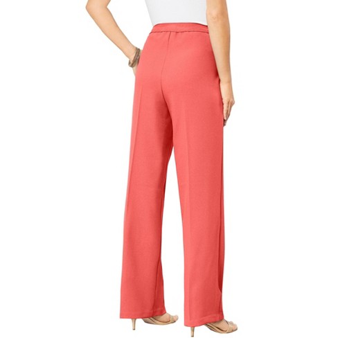 Roaman's Women's Plus Size Tall Wide-leg Bend Over Pant - 16 T, Orange :  Target