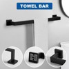 Itopfox 15 Piece Matte Black Bathroom Hardware Set 3 24 Inch Towel Bars 3 Towel Rings 3 Toilet Paper Holders 6 Towel Hooks Stainless Steel - 3 of 4