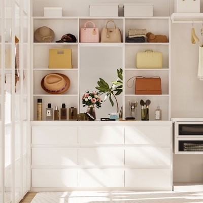 Famapy White Cloaks Cabinet Storage Cabinet Multi-Display Shelf Centre Mirror