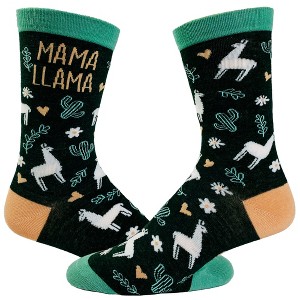 Crazy Dog T-Shirts Women's Mama Llama Socks Funny Alpaca Mother's Day Cute Animal Novelty Footwear - 1 of 4