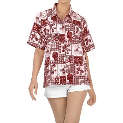 LA LEELA Women's Button Down Short Sleeve Summer Vacation Surfing Blouse Tops Hawaiian Holiday Club party Casual Shirts