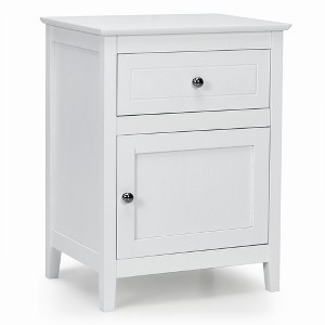 Costway Nightstand with Drawer Accent Side End Table Storage Cabinet White\Natural\Espresso - 1 of 4