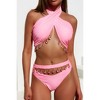Moda Minx Golden Goddess 'Candy Pink' Hera Crossover Halter Crystal Bikini Top - 3 of 4