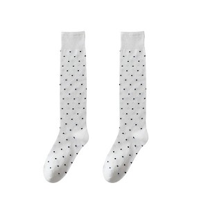 Anna-Kaci Women's 2-Pair Knee-High Socks with Classic Polka Dot Pattern Soft Stretch Fabric Perfect for Gifting and Everyday Wear - 1 of 4