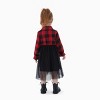 PATPAT Family Matching Outfits Mommy and Me Dresses Matching Set Long Sleeve Tulle Mesh Dress Buffalo Plaid Button Down Shirt - 3 of 4