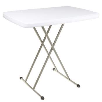 Hastings Home 30" Adjustable Folding Utility Table and TV Tray, White