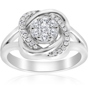 Pompeii3 1/2 ct Diamond Halo Crossover Engagement Ring 14k White Gold (K-L,I2-I3) - 1 of 4