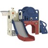 Qaba 8 in 1 Toddler Slide Set with Basketball Hoop,Telescope, Kids Playground for Toddlers Age 1-6 Indoor Outdoor, Blue - 4 of 4