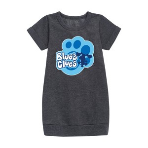 - Blue's Clues & You! - Blue Clues Paw Logo Graphic Short Sleeve Fleece Dress - 1 of 3