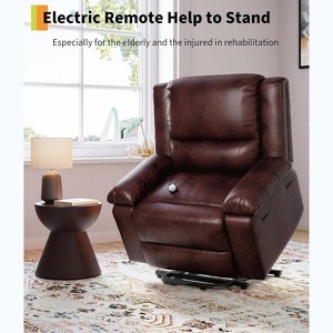 Power Lift Recliner Chair, Made of PU Leather, Heat & Massage, 400Lbs Capacity - 1 of 4