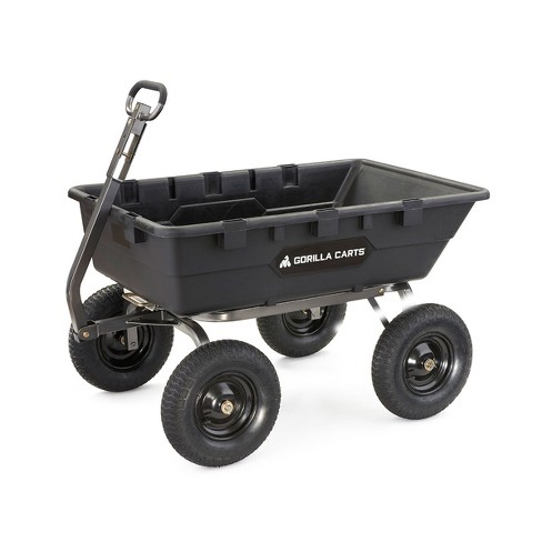 Gorilla Carts Heavy Duty Poly Yard Dump Cart Garden Wagon, Utility Wagon  With Easy To Assemble Steel Frame, 1500 Pound Capacity, And 15 Inch Tires :  Target