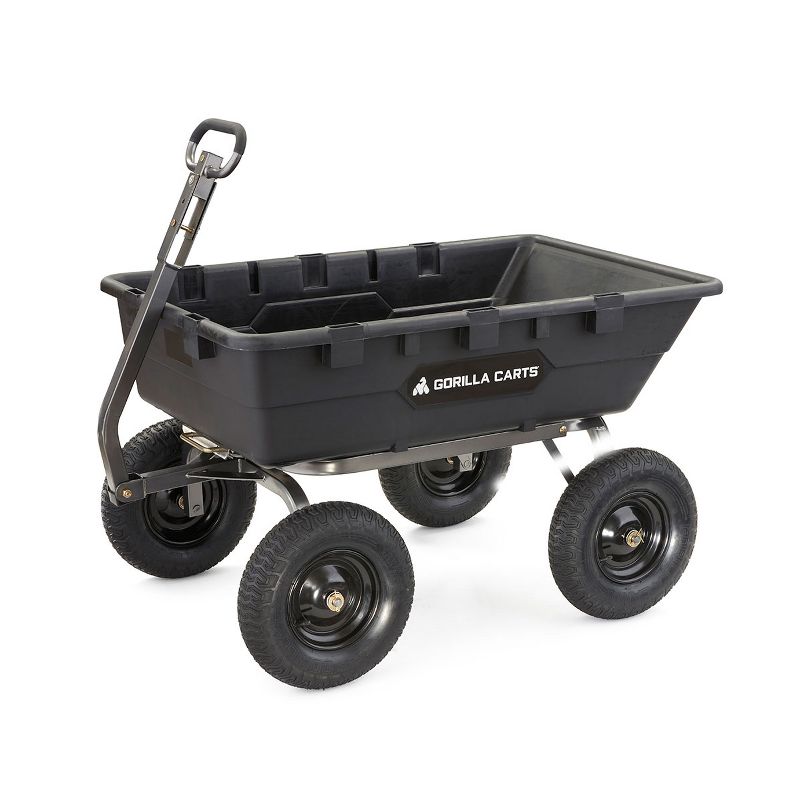Gorilla Carts Heavy Duty Poly Yard Dump Cart Garden Wagon, Utility Wagon with Easy to Assemble Steel Frame, 1500 Pound Capacity, and 16 Inch Tires, 1 of 7