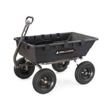Gorilla Carts Heavy Duty Poly Yard Dump Cart Garden Wagon, Utility Wagon with Easy to Assemble Steel Frame, 1500 Pound Capacity, and 16 Inch Tires