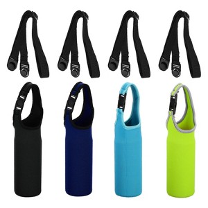 Unique Bargains Neoprene Insulated Removable Shoulder Straps Water Bottle Sling Bags 2.64"x7.28" 4 Pcs - 1 of 4