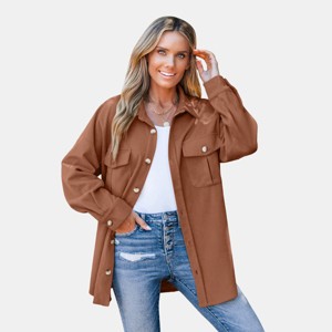 Women's Corduroy Button-Front Shacket -Cupshe - 1 of 4