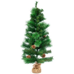 Northlight Pre-Lit Mixed Pine and Pine Cones Artificial Christmas Tree in Jute Base - 39" - Warm Clear LED Lights - 1 of 4