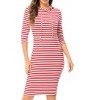 Women's Hoodie Dress Pullover Hoody Dress Casual Fitted Knee Length Dress with Pocket - 2 of 4