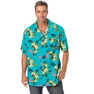 KingSize Men's Big & Tall Printed Camp Shirt - 1 of 4