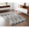 Gray and Ivory Wool Geometric Hand Knotted Area Rug - 2 of 4