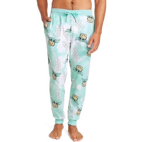 Star Wars Men s Mandalorian Baby Yoda Aop Tie dye Jogger Pajama Pants X large Blue Target