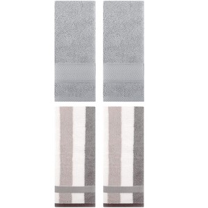 REGALWOVEN 4 Pcs Cotton Soft Comfortable Absorbent Striped Hand Towel - 1 of 4