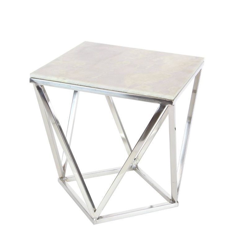 Modern Marble and Stainless Steel Accent Table Silver - Olivia &#38; May, 6 of 7