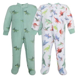 Hudson Baby Infant Boys Fleece Sleep and Play, Cheerful Dino Friends - 1 of 4