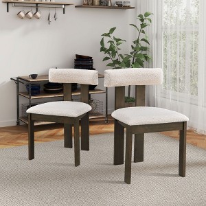 CAVINAS Dining Chairs Kitchen Chairs Set of 2 Boucle Upholstered Kitchen Side Chairs with Open Back for Kitchen - 1 of 4