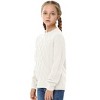 Girls Pullover Sweater Cable Knit Crew Neck Long Sleeve Sweater Knit Tops,White - M - 4 of 4